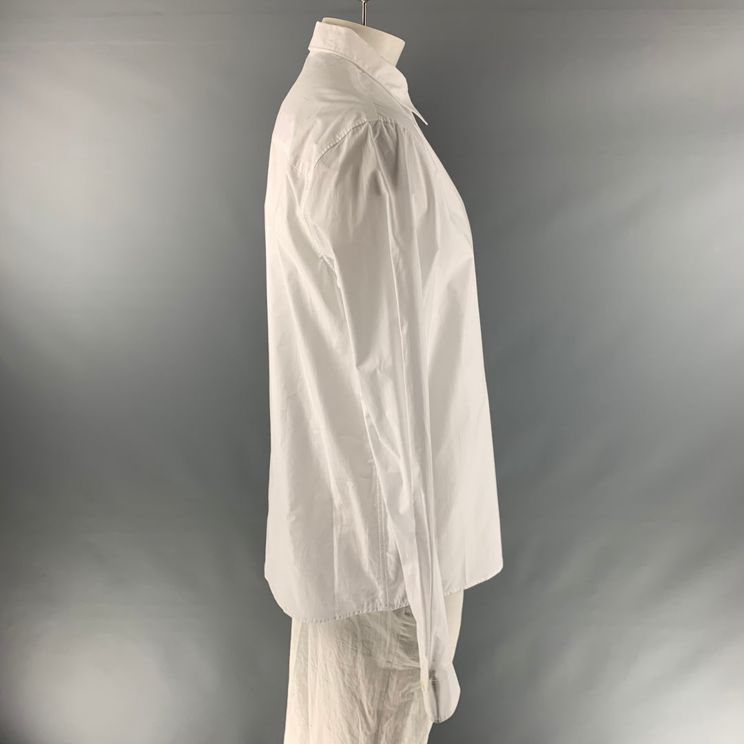 A.P.C. Size XXL White Solid Cotton Button Up Long Sleeve Shirt