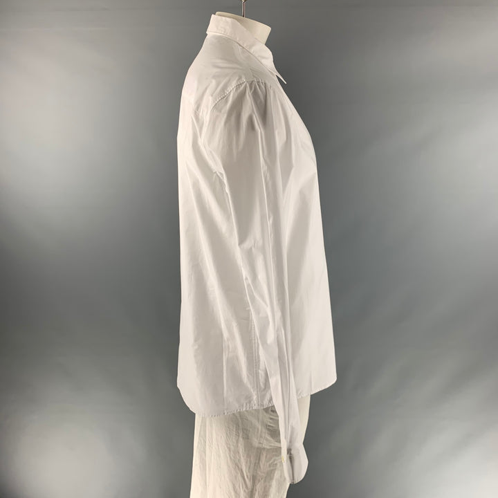 A.P.C. Size XXL White Solid Cotton Button Up Long Sleeve Shirt
