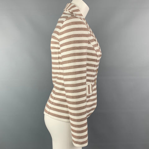LOVE MOSCHINO Size 4 Cream & Taupe Stripe Cotton Jacket