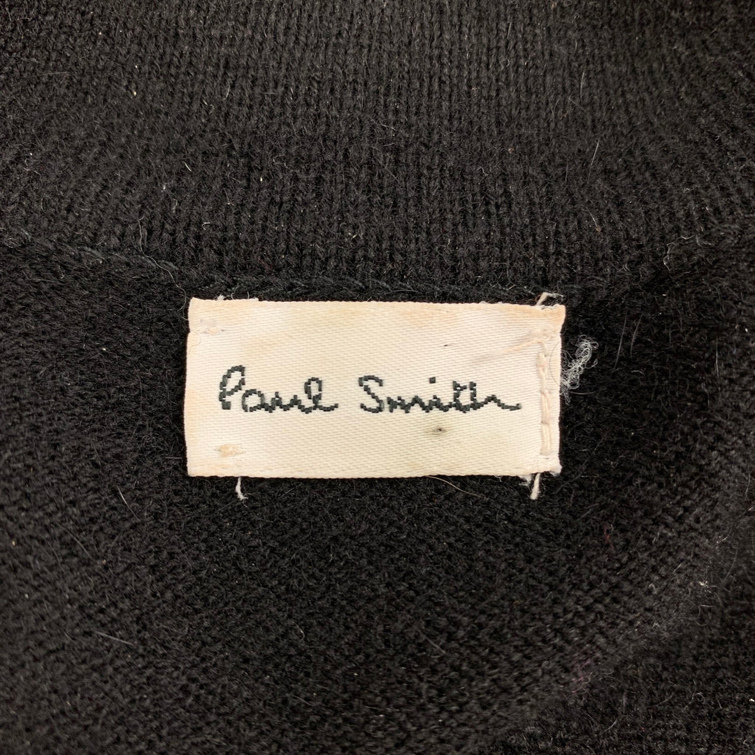 PAUL SMITH Size M Black Merino Wool Spread Collar Pullover