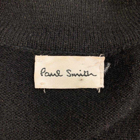 PAUL SMITH Talla M Jersey negro con cuello extendido de lana merino