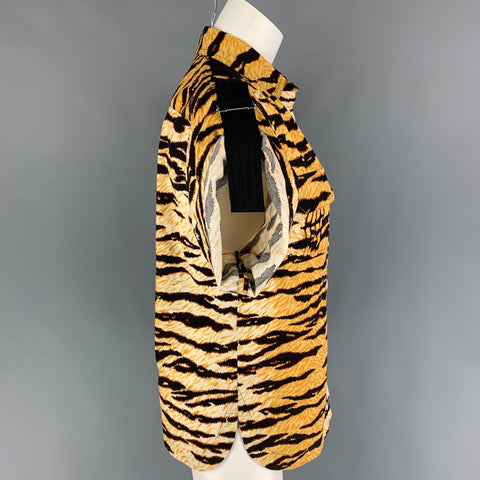 D&amp;G by DOLCE &amp; GABBANA Talla 4 Camisa de manga corta con tigre de algodón negro tostado