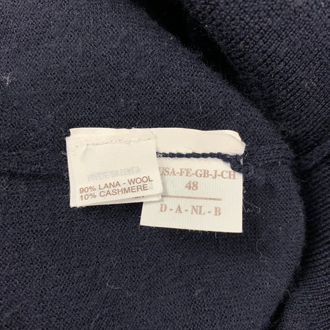 BRUNELLO CUCINELLI Size M Navy Brown Wool Cashmere Elbow Patches Pullover