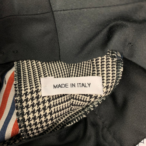 THOM BROWNE Talla 0 Pantalón de vestir con puños de lana a cuadros Glen negro y blanco