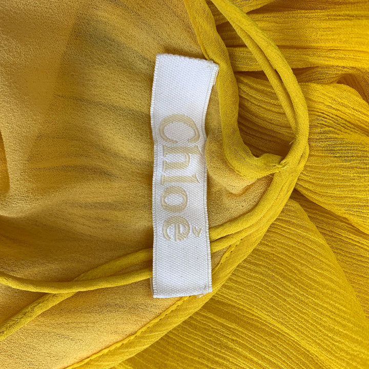 CHLOE SS 2015 Size 4 Corn Yellow Silk-Voile Maxi Dress