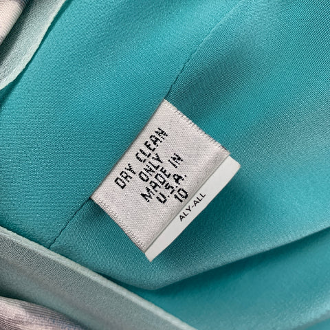 RICHARD TYLER Size 10 White Blue Silk Drawing Sleeveless Cocktail Dress