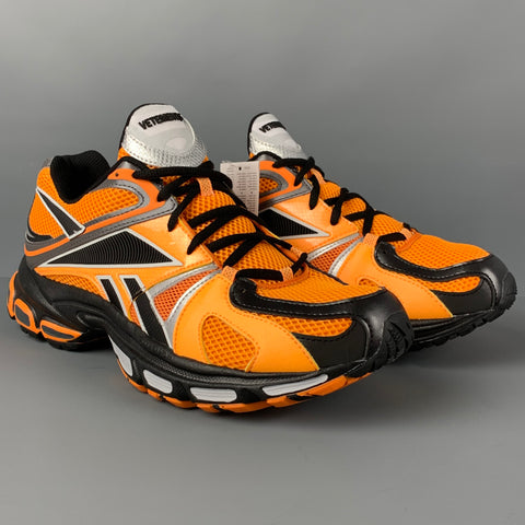 VETEMENTS Size 9 Orange Black Color Block Nylon Spike Runner Sneakers