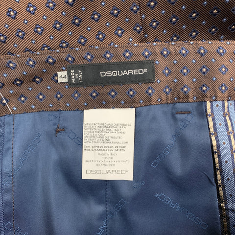 DSQUARED2 Pantalon habillé court en soie jacquard marron taille 8