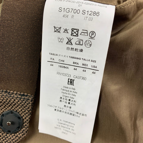 EMPORIO ARMANI Size 34 Brown Black Woven Wool Blend Sport Coat