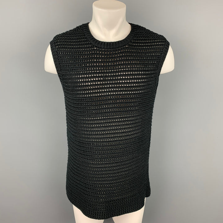 DRIES VAN NOTEN Size S Black Knitted Cotton Crew-Neck Vest