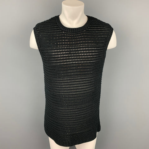 DRIES VAN NOTEN Size S Black Knitted Cotton Crew-Neck Vest