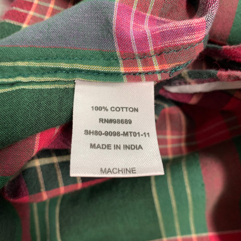 TODD ​​SNYDER Taille XL Ensemble en coton à carreaux vert rouge