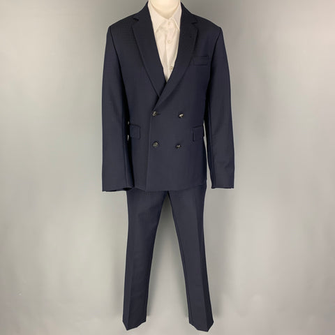 MAISON KITSUNE Size 36 Navy Rhombus Wool Mohair Double Breasted Suit
