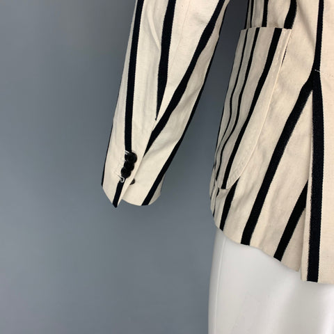 SCOTCH AND SODA Size M Beige Black Stripe Cotton Linen Sport Coat