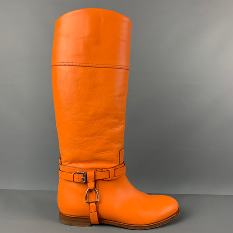 Colección RALPH LAUREN Talla 9 Botas sin cordones de cuero naranja