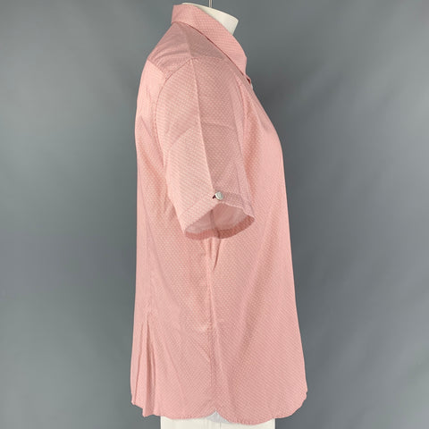 TED BAKER Size XXL White Orange Rhombus Button Down Short Sleeve Shirt