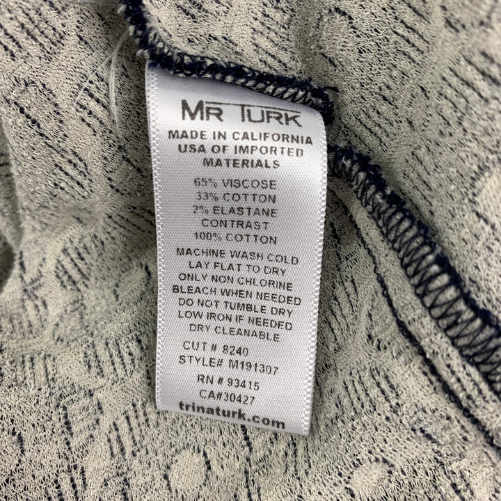 MR TURK Size M Navy White Floral Viscose Blend Button Down Short Sleeve Shirt