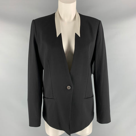 HELMUT LANG Size L Black Viscose Blend Solid Jacket (Indoor) / Blazer