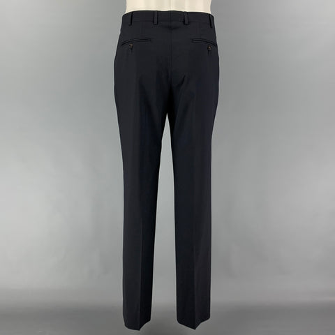 LANVIN Size 38 Navy Lana Wool Notch Lapel Suit