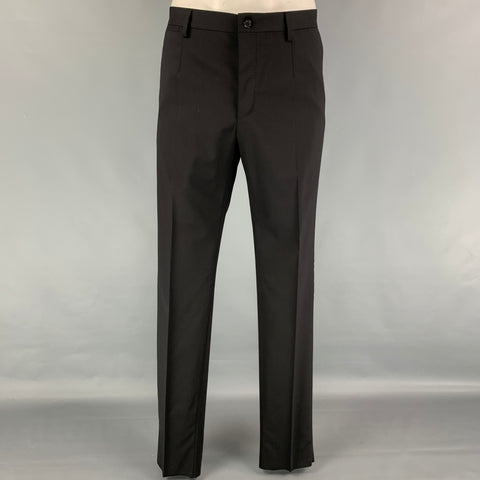 DOLCE & GABBANA Size 42 R Black Blue Two Toned Virgin Wool Tuxedo 3 Piece Suit