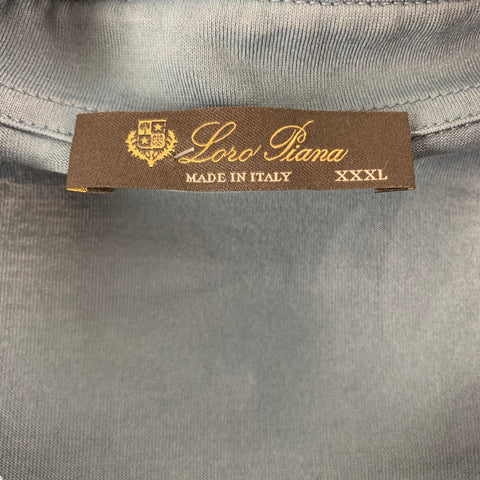 LORO PIANA Size XXXL Blue Cotton Short Sleeve Polo