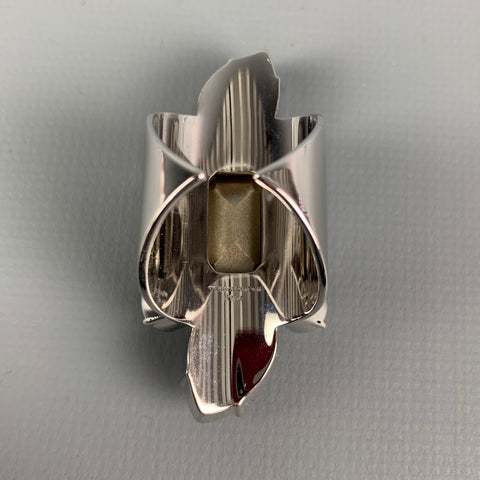 ON AURA TOUT VU PARIS Rhodium Plated Swarovski Crystal Elongated Ring