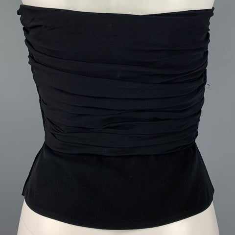 GIORGIO ARMANI Talla 6 Top de vestido bustier fruncido negro