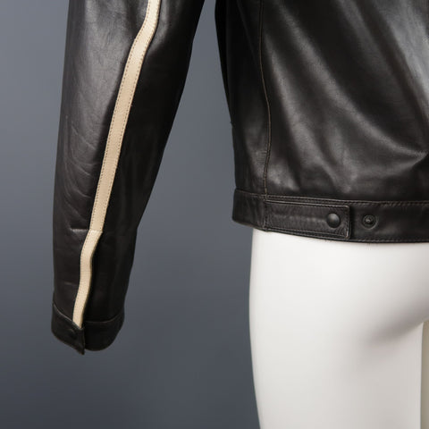 NEIL BARRETT M Brown Leather Moto Inspired Jacket