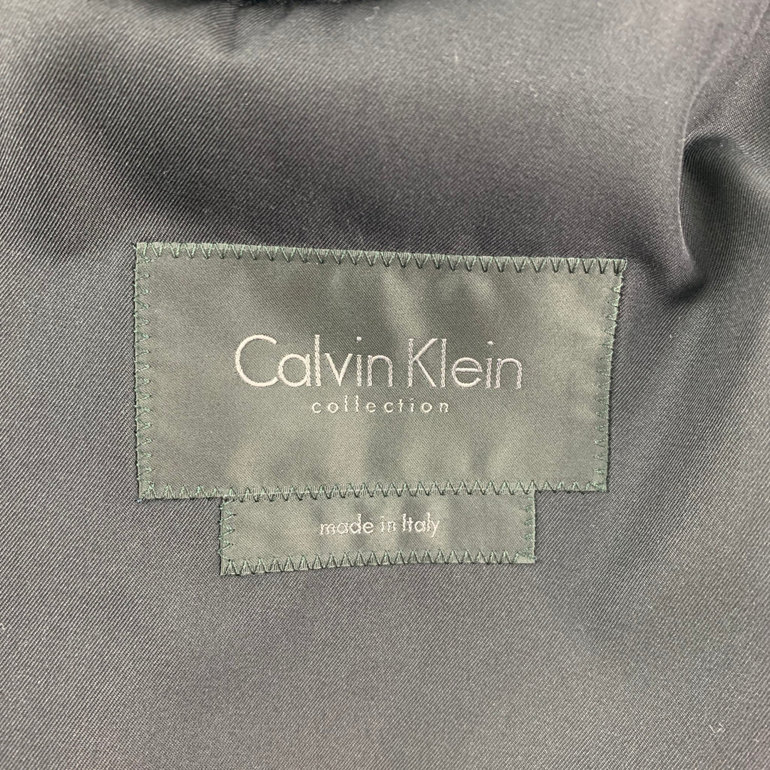 CALVIN KLEIN COLLECTION Size 38 Black Silk Notch Lapel Lightweight Coat