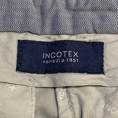 INCOTEX Size 34 x 35 Ivory Cotton Zip Fly Casual Pants