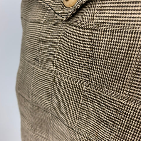HERMES Size 24 Brown Beige Linen Plaid High Waisted Dress Pants
