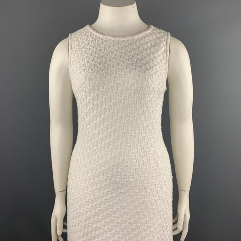 ST. JOHN Taille 12 Robe de cocktail en mélange de laine tricotée blanche