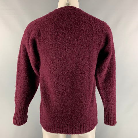 J. PRESS Size S Burgundy Knitted Wool Crew-Neck Sweater