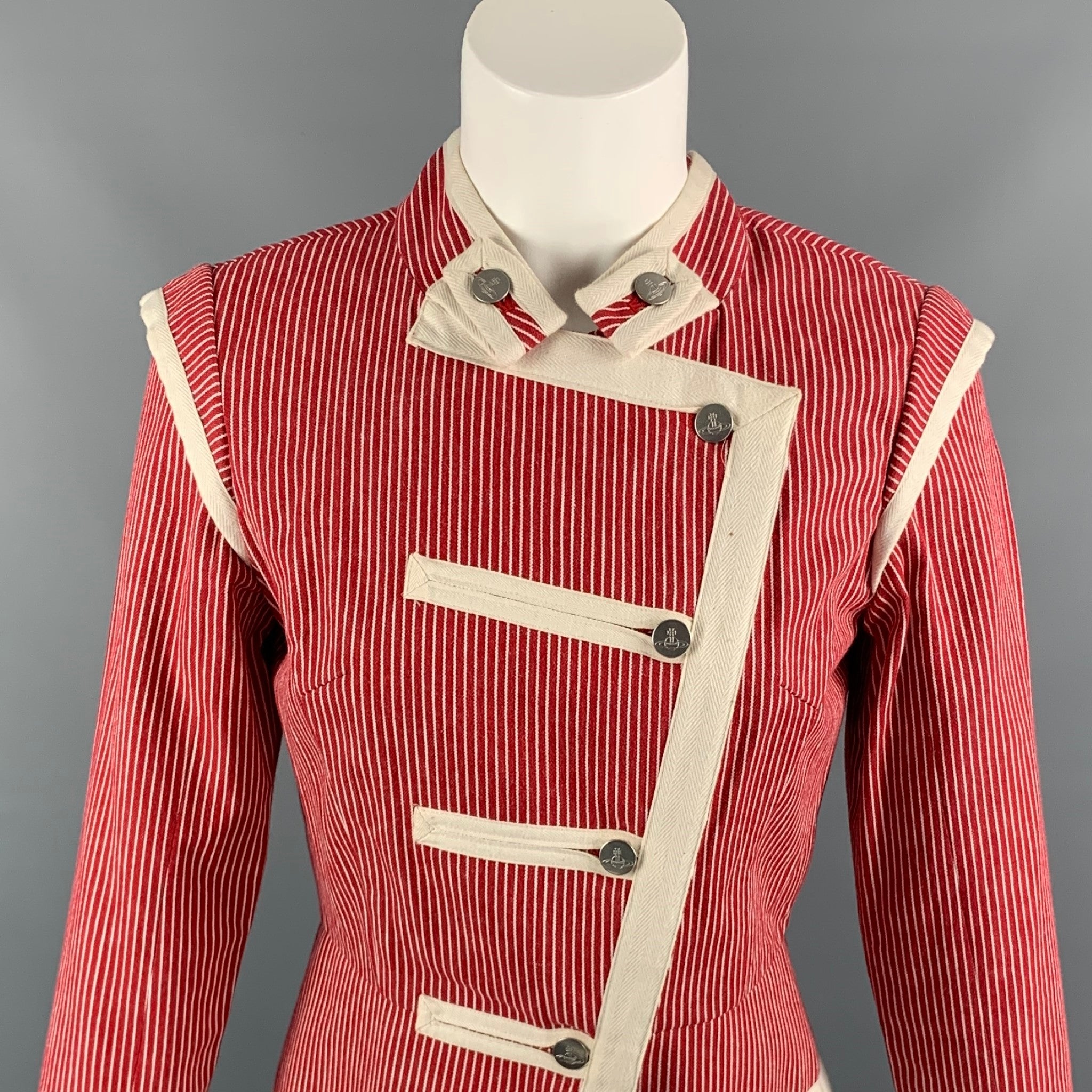 VIVIENNE WESTWOOD RED LABEL Size 2 Red & White Stripe Cotton