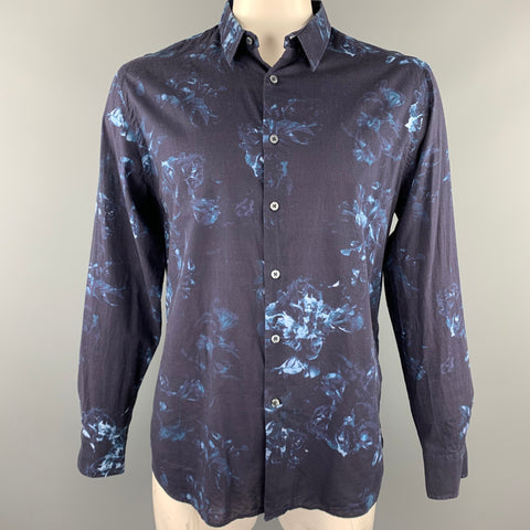 PS by PAUL SMITH Size XL Navy Floral Cotton Button Up Long Sleeve Shirt