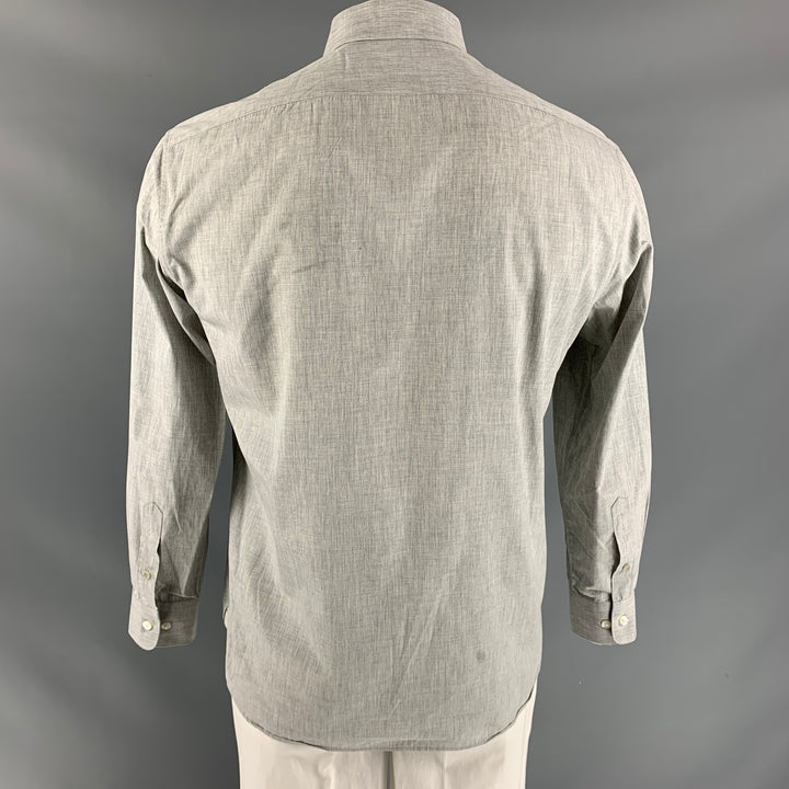 JOHN VARVATOS Size M Grey Heather Cotton Long Sleeve Shirt