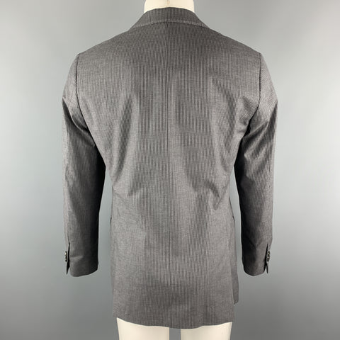 CLUB MONACO Size 38 Grey Stripe Regular Cotton Notch Lapel Sport Coat