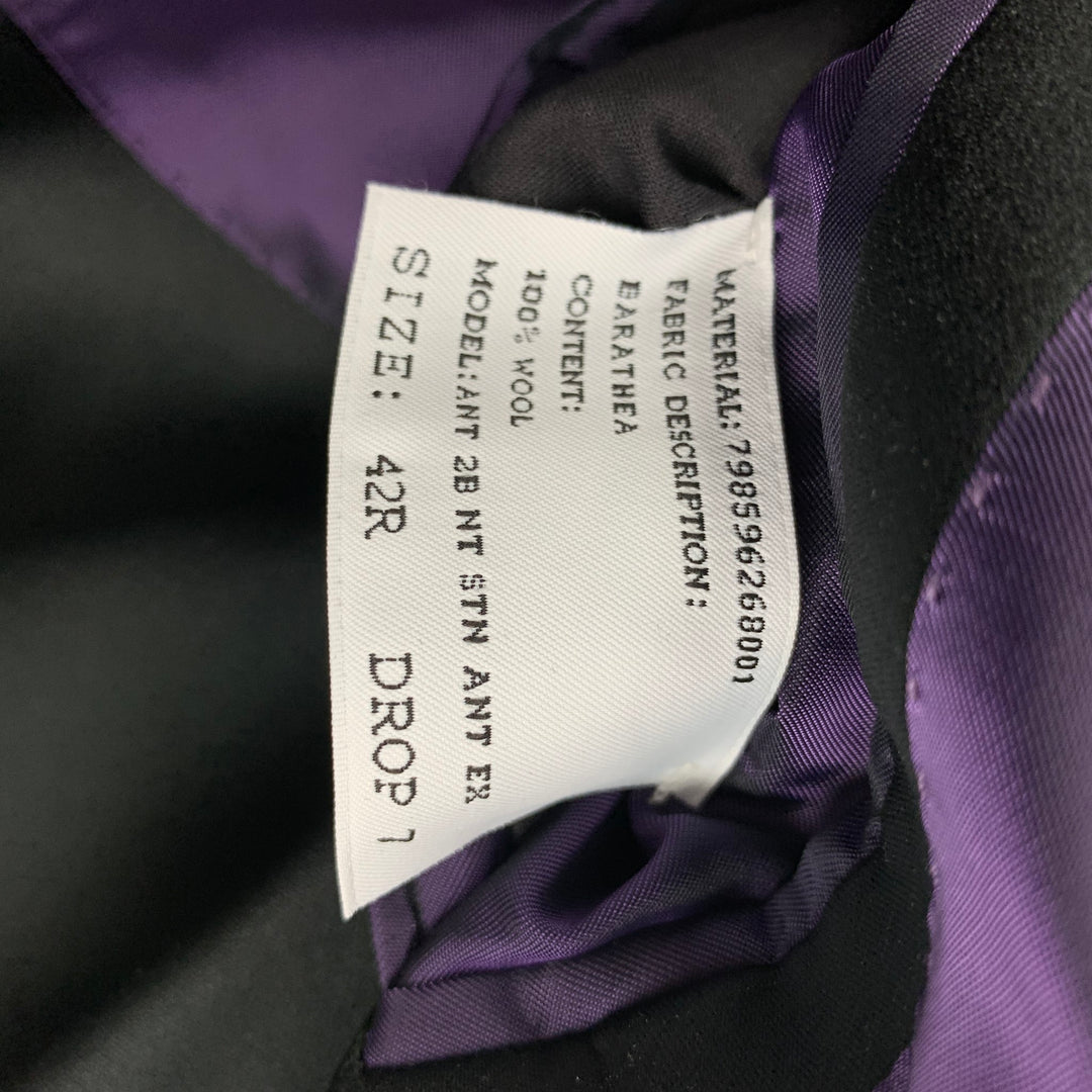 RALPH LAUREN Purple Label Regular Size 42 Black Wool Tuxedo Sport Coat