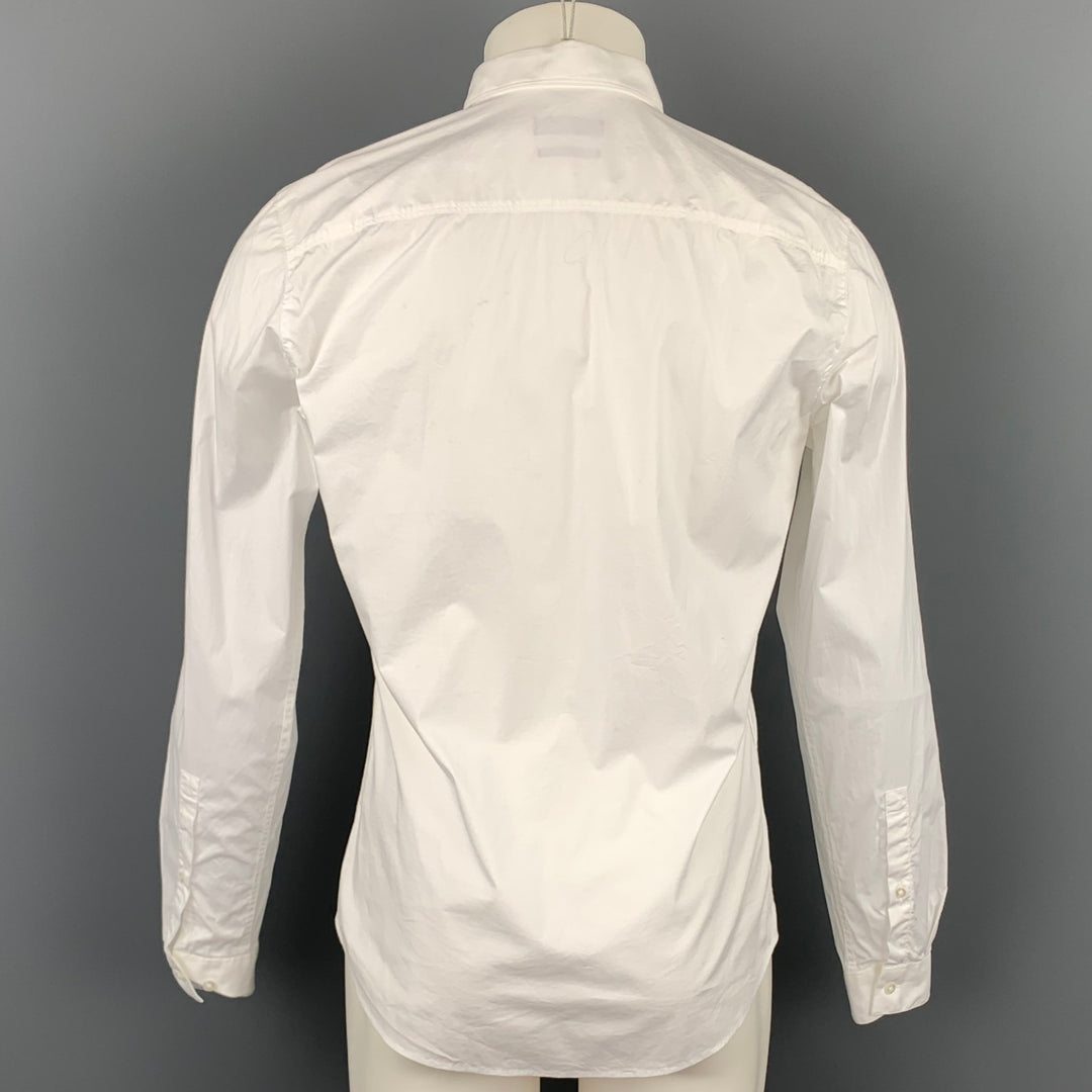 HUGO BOSS Size M White Cotton Blend Zip Up Long Sleeve Slim Fit Shirt