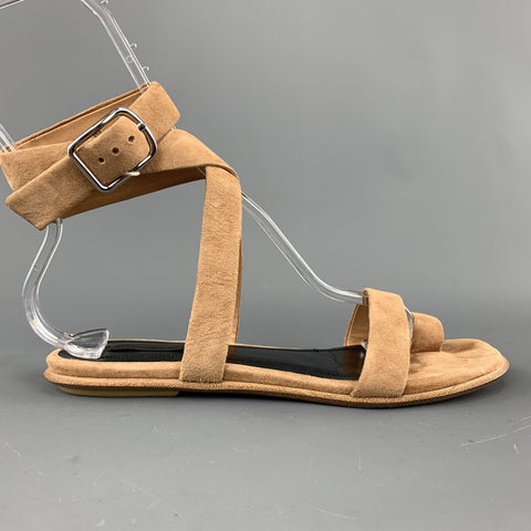 ALEXANDER WANG Sandalias NAURA con correa en el tobillo de ante color canela Talla 6