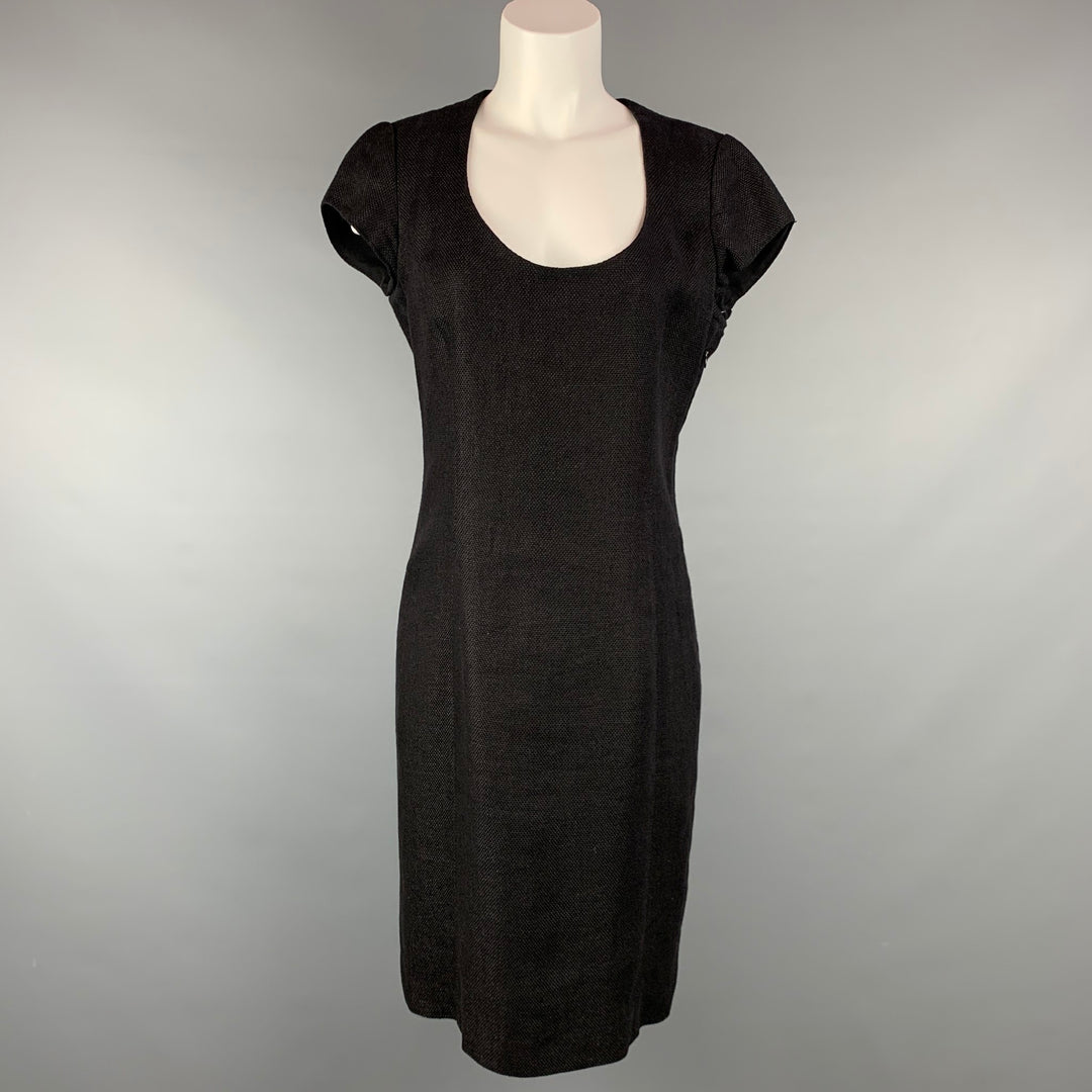 Colección RALPH LAUREN Talla 10 Vestido tejido de lino / algodón negro