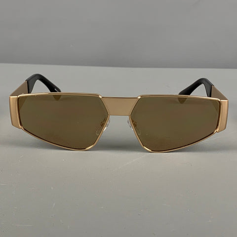 Gafas de sol rectangulares de metal negro dorado MOSCHINO