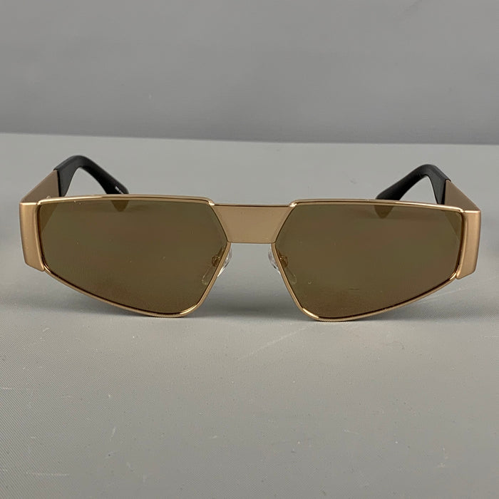 MOSCHINO Gold Black Metal Rectangle Sunglasses