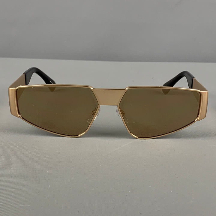 Gafas de sol rectangulares de metal negro dorado MOSCHINO