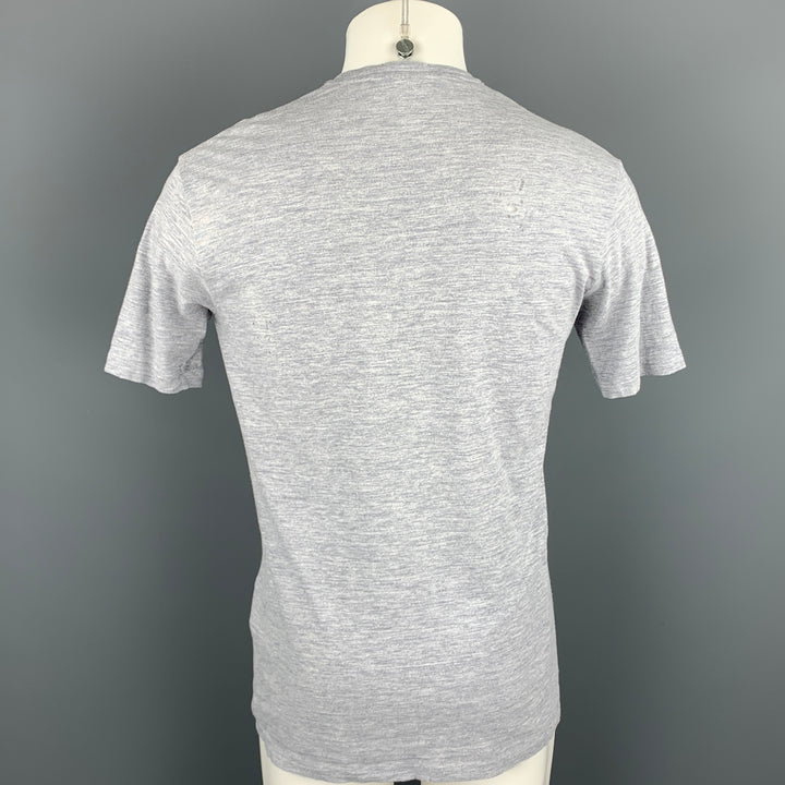 DSQUARED2 Size M Grey Heather Cotton Blend V-Neck T-shirt