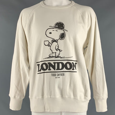 TODD ​​SNYDER Taille XXL Sweat-shirt col rond en coton graphique blanc noir