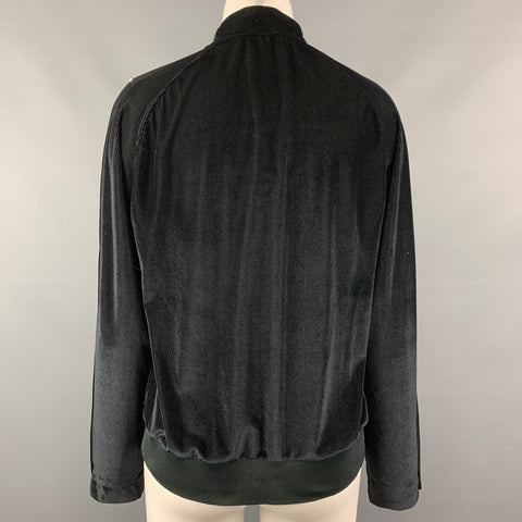 LOVE MOSCHINO Size 6 Black Textured Polyester Snap Button Bomber Jacket