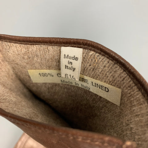 MADOVA Size 6.5 Brown Leather Cashmere Gloves