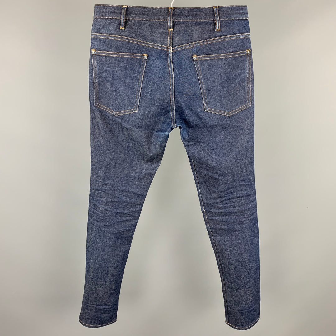 UNITED ARROWS Taille 30 Indigo Contrast Stitch Denim Zip Fly Jeans