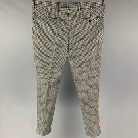 CALVIN KLEIN 205W39NYC Size 34 Grey Black Houndstooth Wool Tuxedo Dress Pants